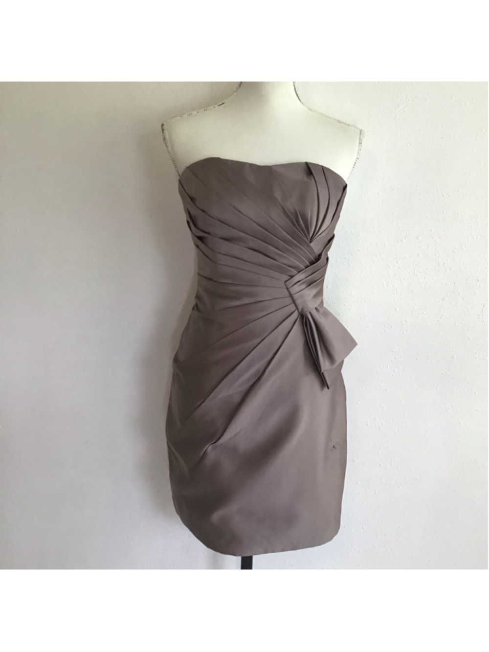 Women's Allure Elegant Strapless Pleated Dress Size 10 Taupe
